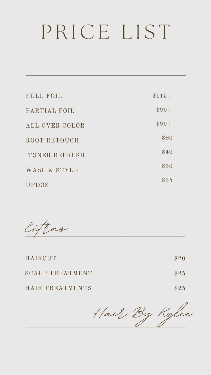 Price list